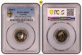 2020-C $2 75th Ann End of WWII Colorized MS69