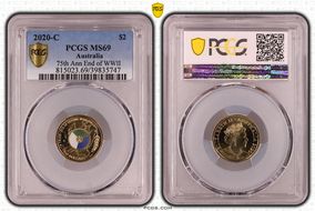 2020-C $2 75th Ann End of WWII Colorized MS69