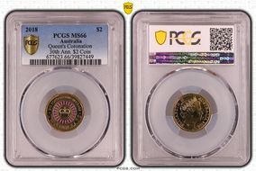 2018 $2 Queen's Coronation Colorized 30th Ann. $2 Coin MS66