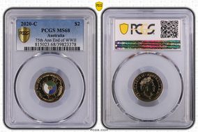 2020-C $2 75th Ann End of WWII Colorized MS68