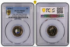 2020-C $2 75th Ann End of WWII Colorized MS68