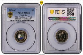 2020-C $2 75th Ann End of WWII Colorized MS68