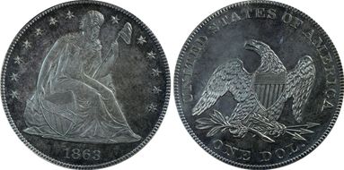 1863 $1 PR66