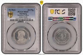 (1920-21) 20 Pfg Streetcar Token Adam Kraft MS65