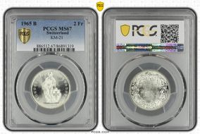 1965 B 2 Fr KM-21  Ag MS67