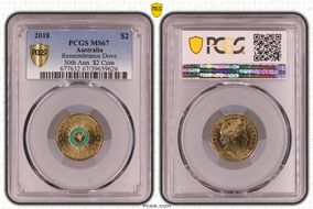 2018 $2 Remembrance Dove Colorized 30th Ann. $2 Coin MS67