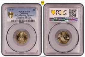2018 $2 50 Yrs Decimal Currency 30th Ann. $2 Coin MS68