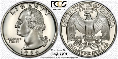 1996-S 25C Silver PR70DCAM