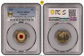 2012 $2 Remembrance Day Colorized MS65