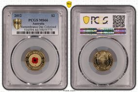 2012 $2 Remembrance Day Colorized MS66