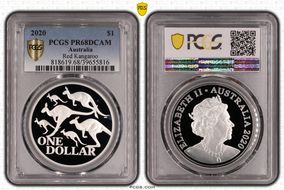 2020 $1 Red Kangaroo Ag PR68DCAM