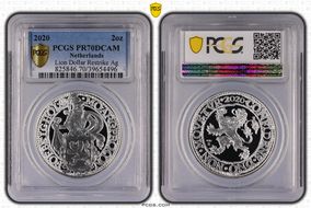 2020 2oz Lion Dollar Restrike Ag PR70DCAM