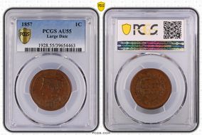 1857 1C Large Date AU55BN