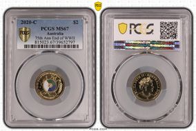 2020-C $2 75th Ann End of WWII Colorized MS67