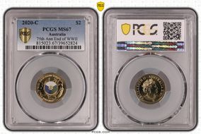 2020-C $2 75th Ann End of WWII Colorized MS67