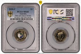 2020-C $2 75th Ann End of WWII Colorized MS68