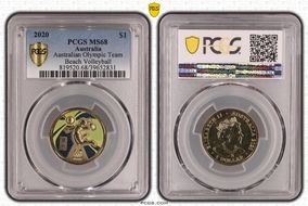 2020 $1 Australian Olympic Team Beach Volleyball Colorized MS68