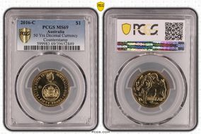 2016-C $1 50 Yrs Decimal Currency Canberra Counterstamp MS69
