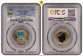 2018 $1 Commonwealth Games Borobi Colorized MS69