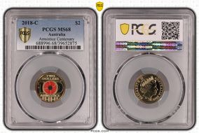 2018-C $2 Armistice Centenary Colorized MS68