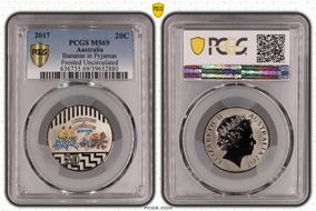 2017 20C Bananas in Pyjamas Colorized Frosted Uncirculated MS69