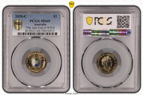 2020-C $2 75th Ann End of WWII Colorized MS69