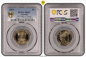 2014 $1 100 Years of Anzac MS67