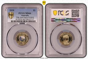 2020 $2 75th Ann End of WWII Colorized MS66