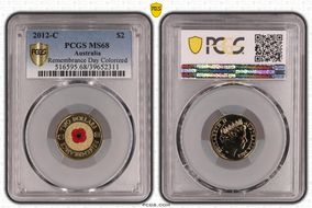 2012-C $2 Remembrance Day Colorized MS68