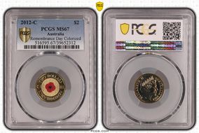 2012-C $2 Remembrance Day Colorized MS67