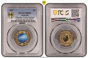 2017 $1 Planetary Coins Neptune Colorized MS69