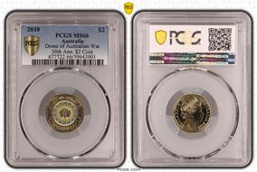 2018 $2 Dome of Australian War 30th Ann. $2 Coin Colorized MS66