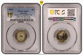 2018 $2 Dome of Australian War 30th Ann. $2 Coin Colorized MS67