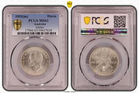 1951(m) Florin Jubilee KM-47  Ag MS63