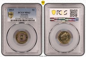 2013 $2 Coronation Colorized MS63