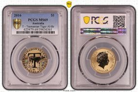 2016 $1 T - Tasmanian Tiger Al-Br MS69