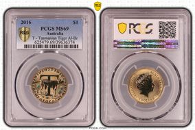 2016 $1 T - Tasmanian Tiger Al-Br MS69