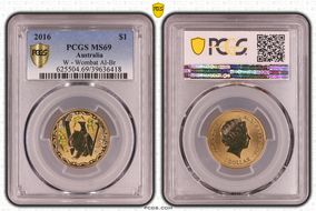 2016 $1 W - Wombat Al-Br Colorized MS69