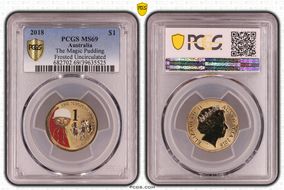 2018 $1 The Magic Pudding Colorized, Frosted Unc. MS69