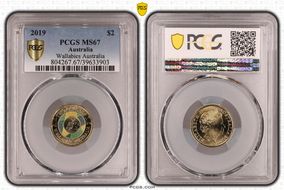 2019 $2 Wallabies Australia Colorized MS67