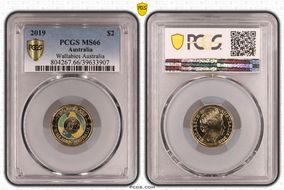 2019 $2 Wallabies Australia Colorized MS66