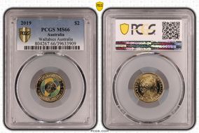 2019 $2 Wallabies Australia Colorized MS66