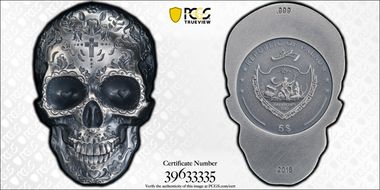 2018 $5 La Catrina Skull Antique Finish MS69