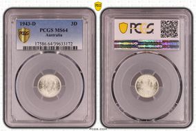 1943-D 3D KM-37  Ag MS64