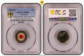 2012-C $2 Remembrance Day Colorized MS68