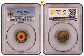 2012 $2 Remembrance Day Colorized MS64