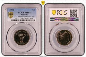 2012 $1 AFL Premiers Denom. Rev MS68