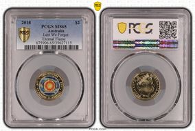 2018 $2 Lest We Forget Eternal Flame Colorized MS65