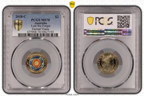 2018-C $2 Lest We Forget Eternal Flame Colorized MS70