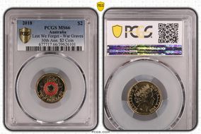 2018 $2 Lest We Forget - War Graves 30th Ann. $2 Coin Colorized MS66